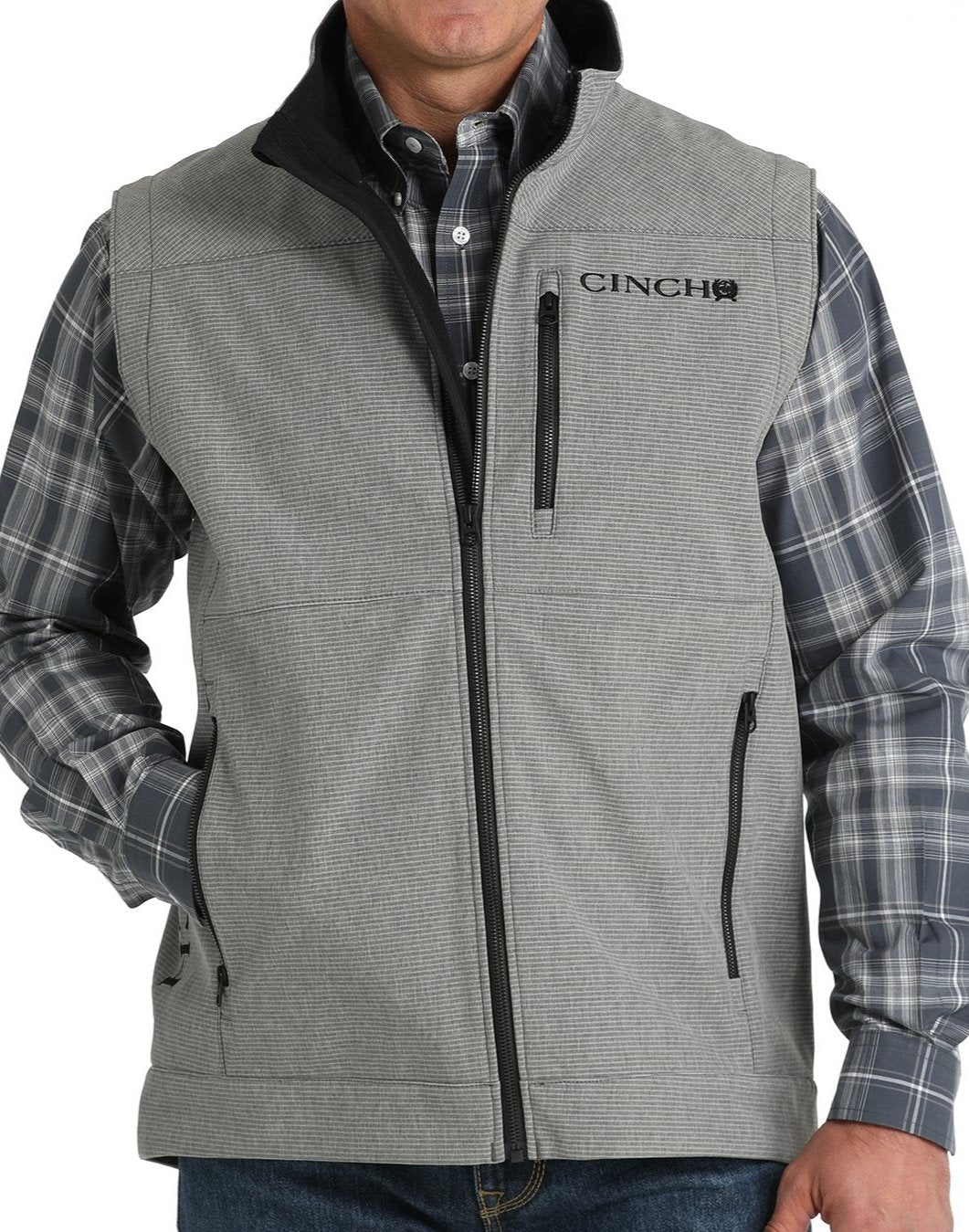 CINCH MEN'S SOFT SHELL BONDED VEST - GREY