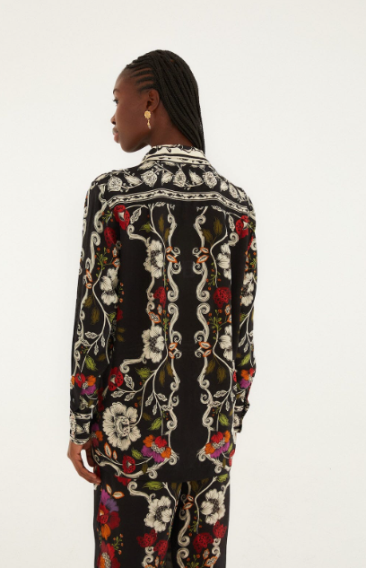 ROCOCO FLOWERS BLACK SHIRT