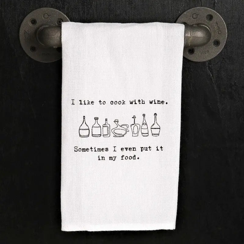 Kitchen Towel "I Like To Cook With Wine"