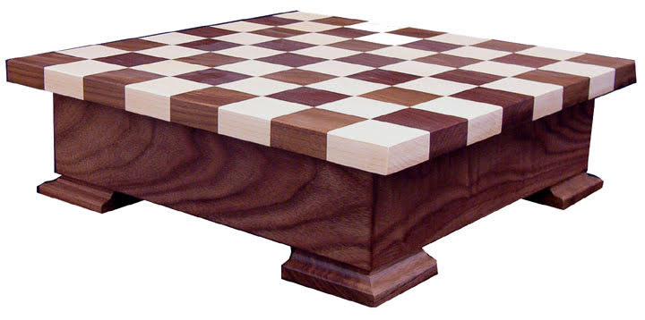 Checker / Chess Board With Storage Base & Wooden Pieces