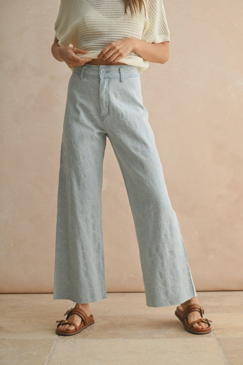 FLORAL STITCH PANTS