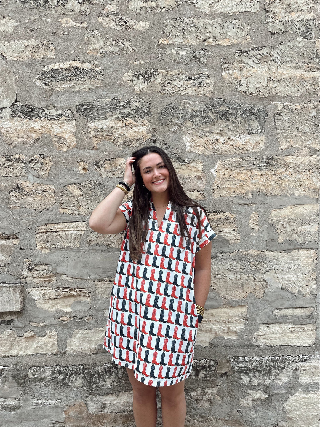 RED/BLACK BOOT NANCY DRESS