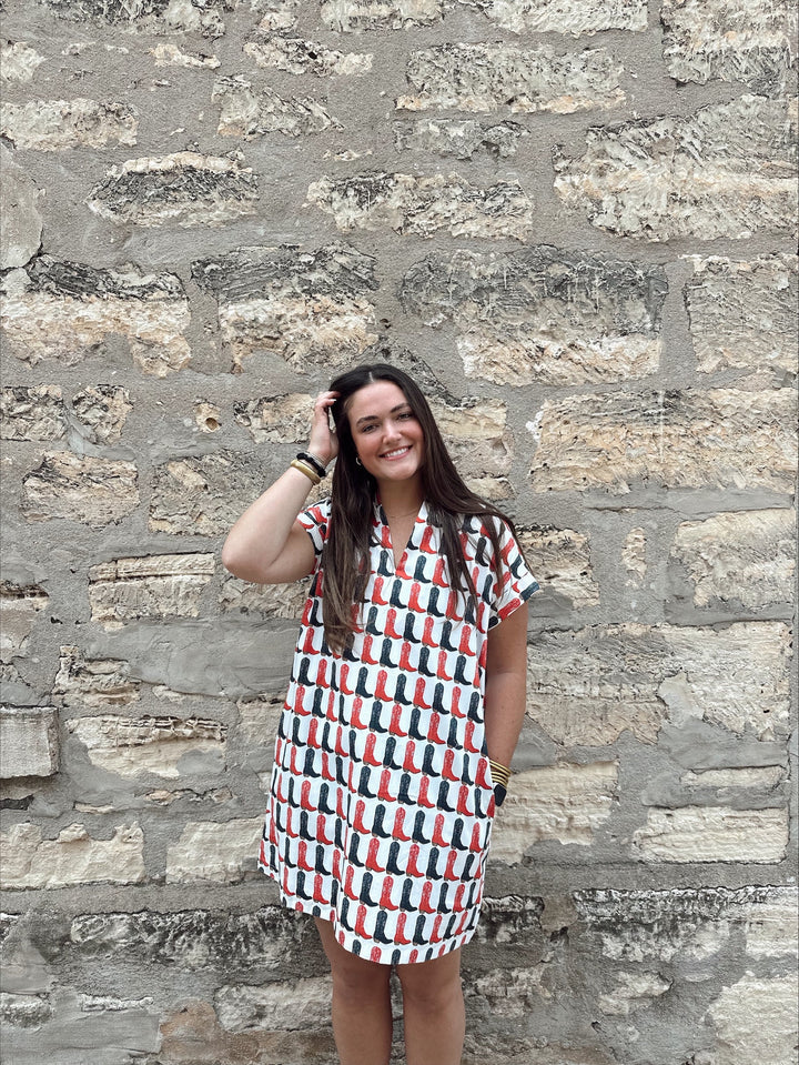 RED/BLACK BOOT NANCY DRESS