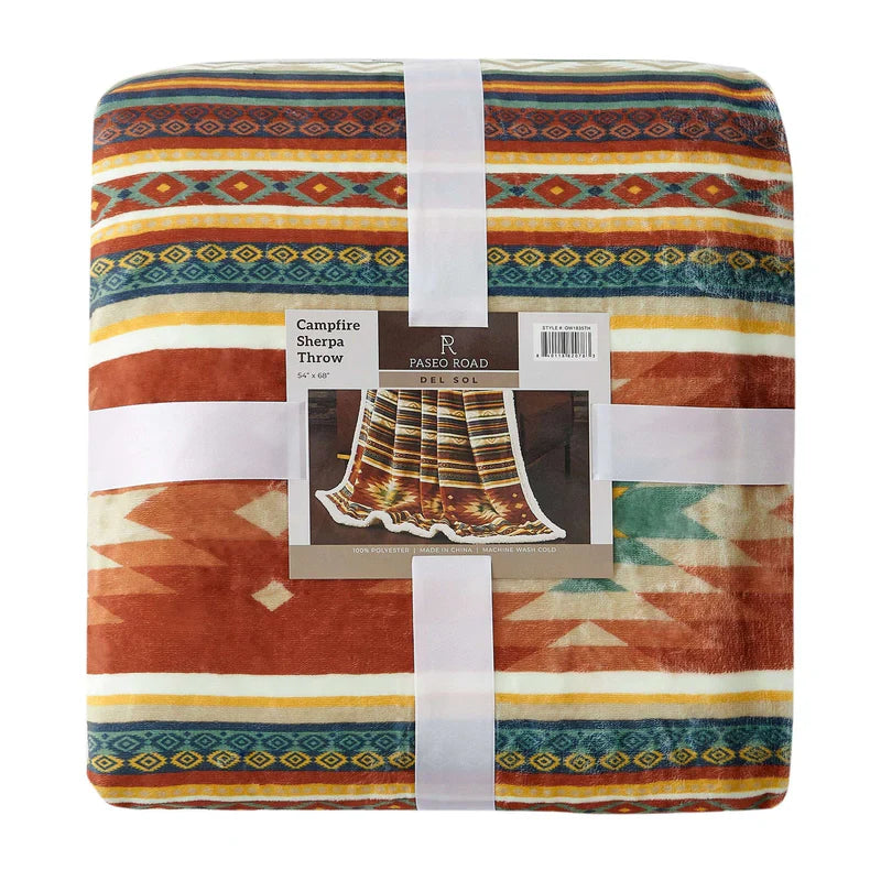 DEL SOL CAMPFIRE SHERPA THROW BLANKET