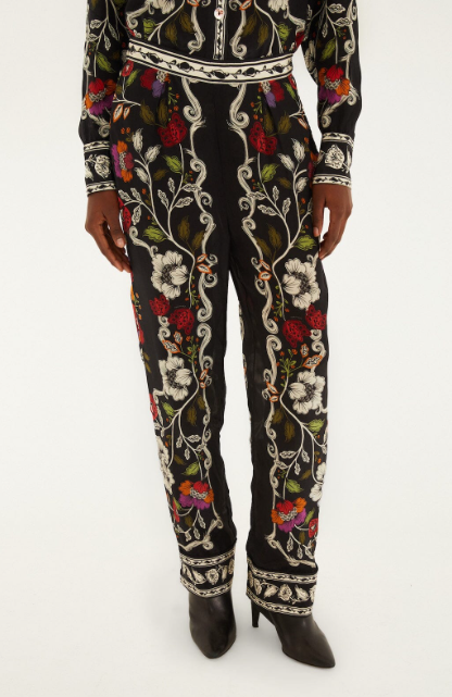 ROCOCO FLOWERS BLACK PANTS