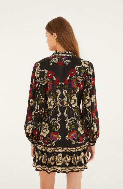 ROCOCO FLOWERS BLACK MINI DRESS