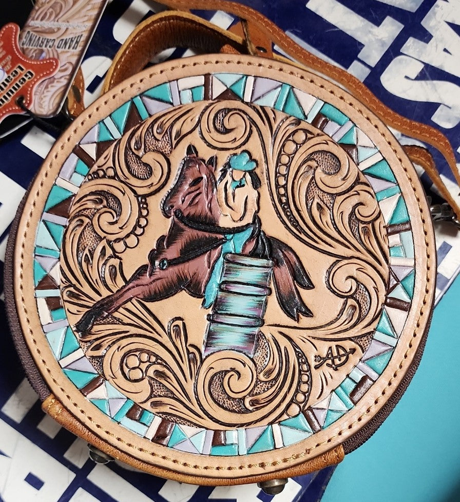 Tooled Leather Purse with Barrel Racer