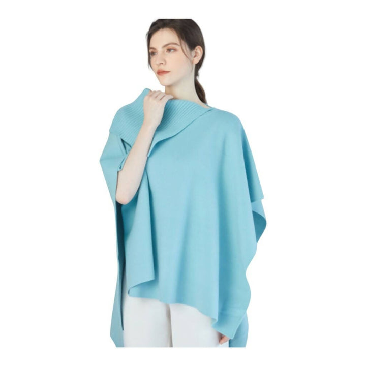 Cashmere Feel Ponchos Blue Santa Fe Handwoven Designs