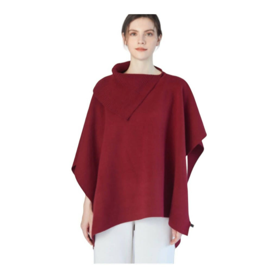 Cashmere Feel Ponchos Dark Red Santa Fe Handwoven Designs