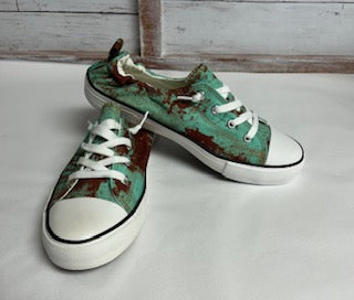 Rust and Turquoise Tennis Shoe