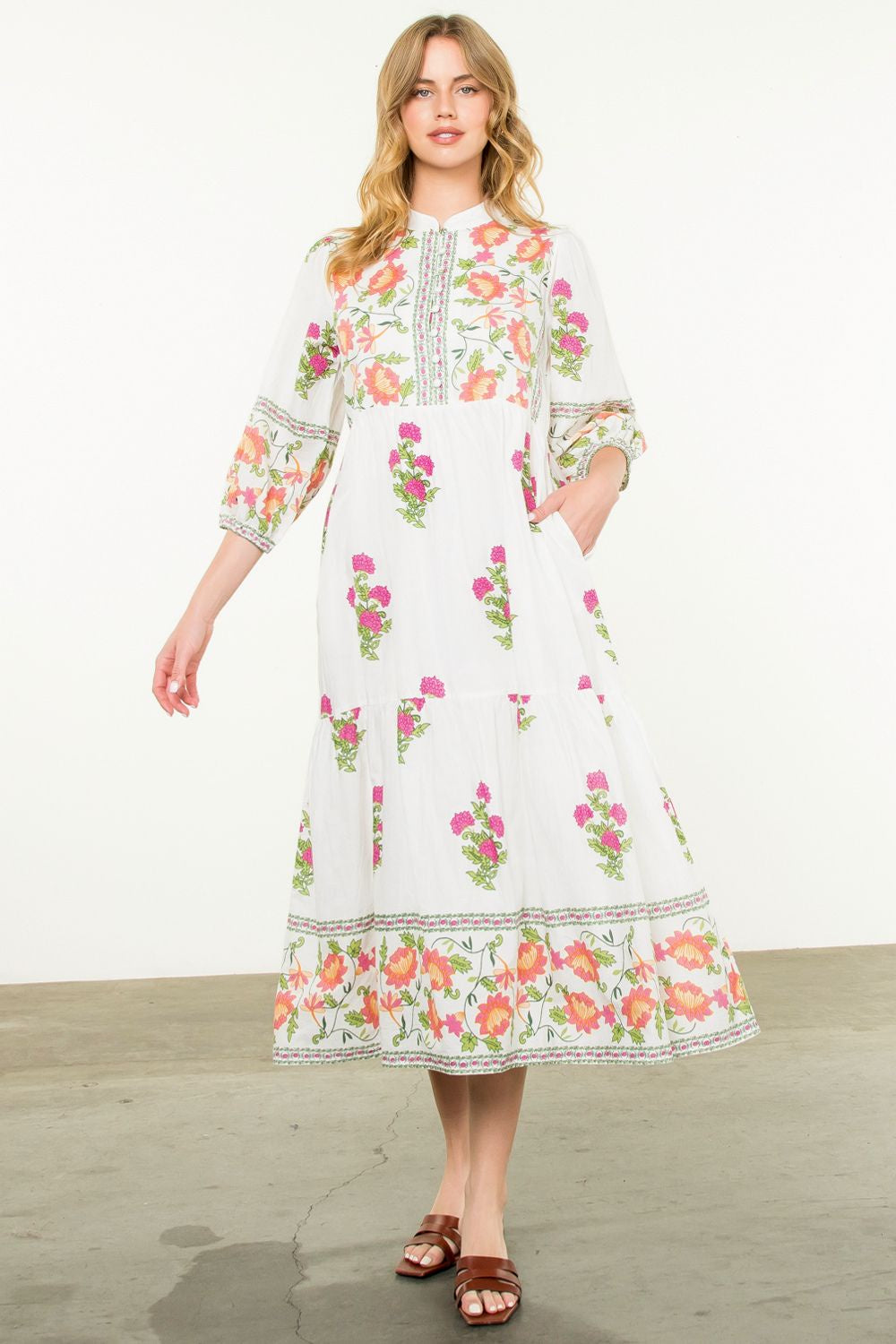 FLORAL TIERED COTTON DRESS