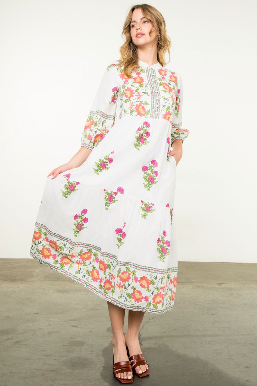 FLORAL TIERED COTTON DRESS