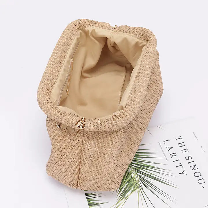 FAUX STRAW CLUTCH BAG