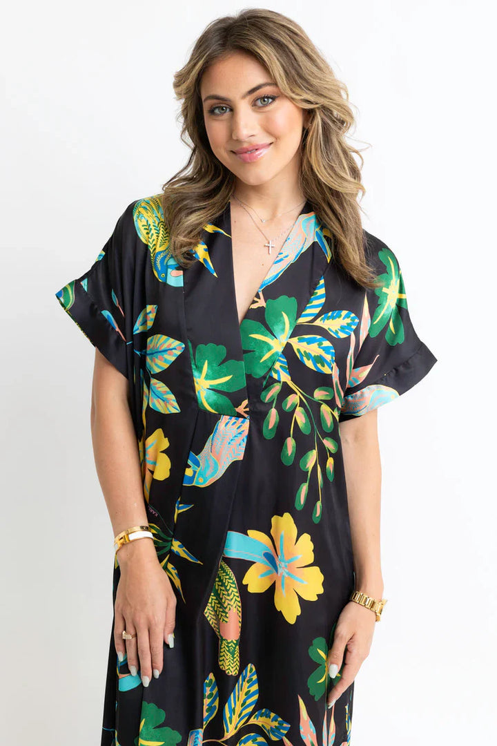 TOUCAN JUNGLE KAFTAN MAXI DRESS