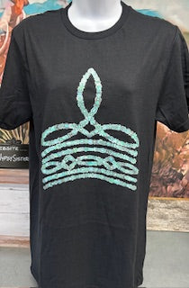 Turquoise Boot Stitch T-Shirt in Black