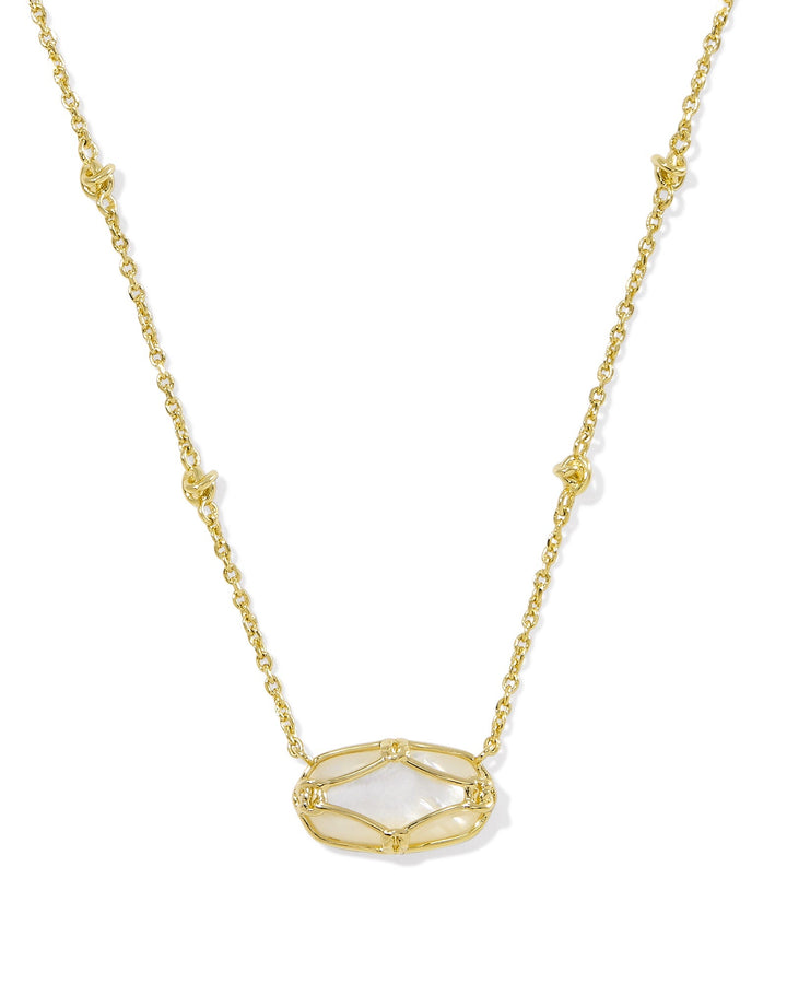 ELISA LATTICE FRAME SHORT PENDANT NECKLACE