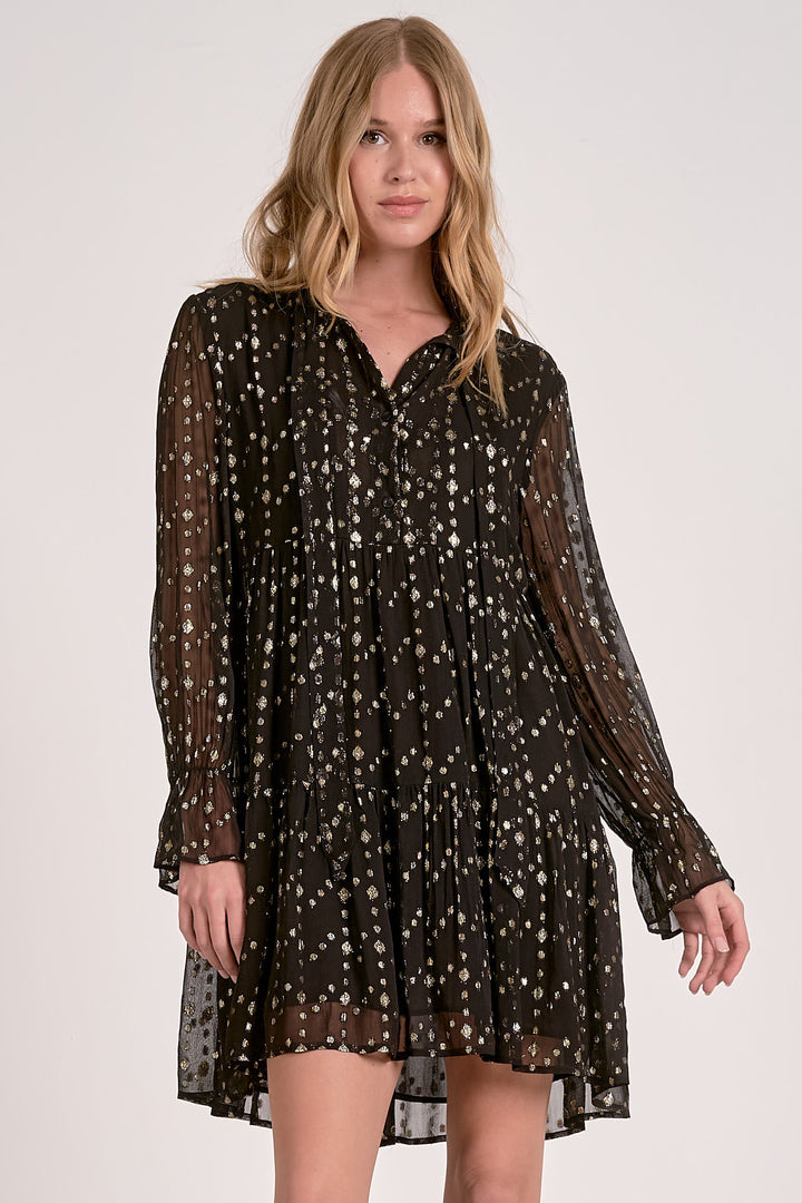 TIERED V NECK DRESS