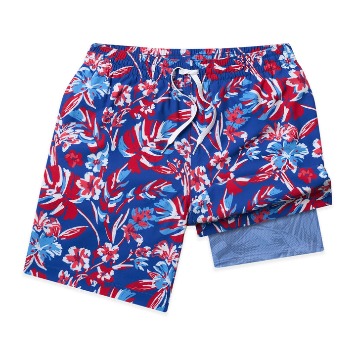 THE STAR SPANGLED BLOOMS 5.5 LINED SWIM TRUNK