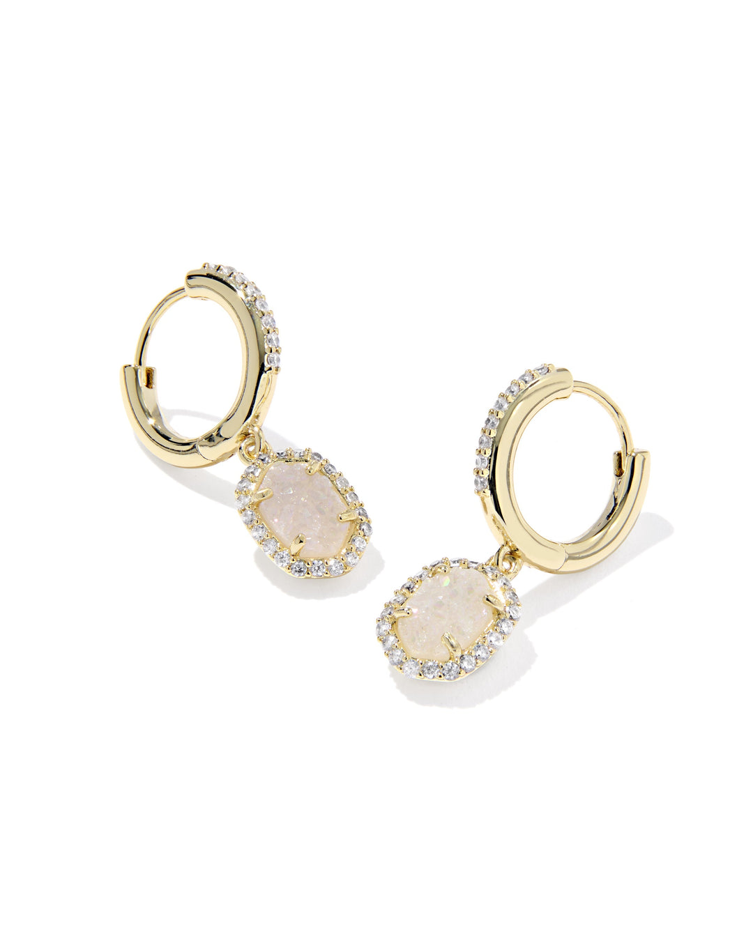 DAPHNE CRYSTAL HUGGIE EARRING IRIDESCENT DRUSY