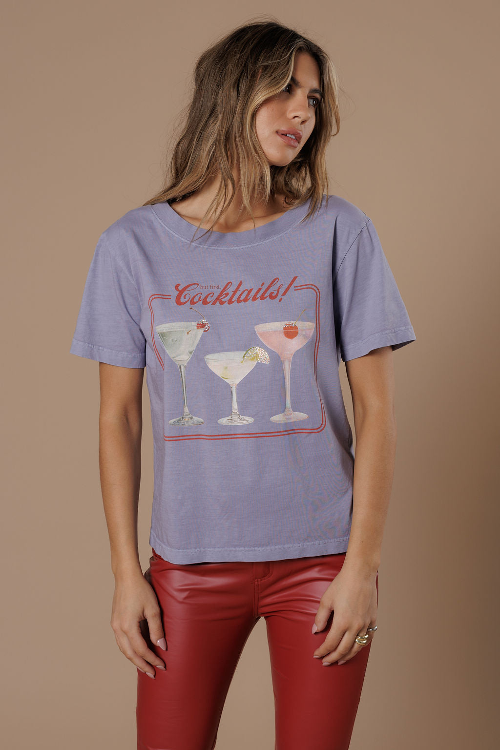 BUT FIRST COCKTAILS WIDE NECK TEE