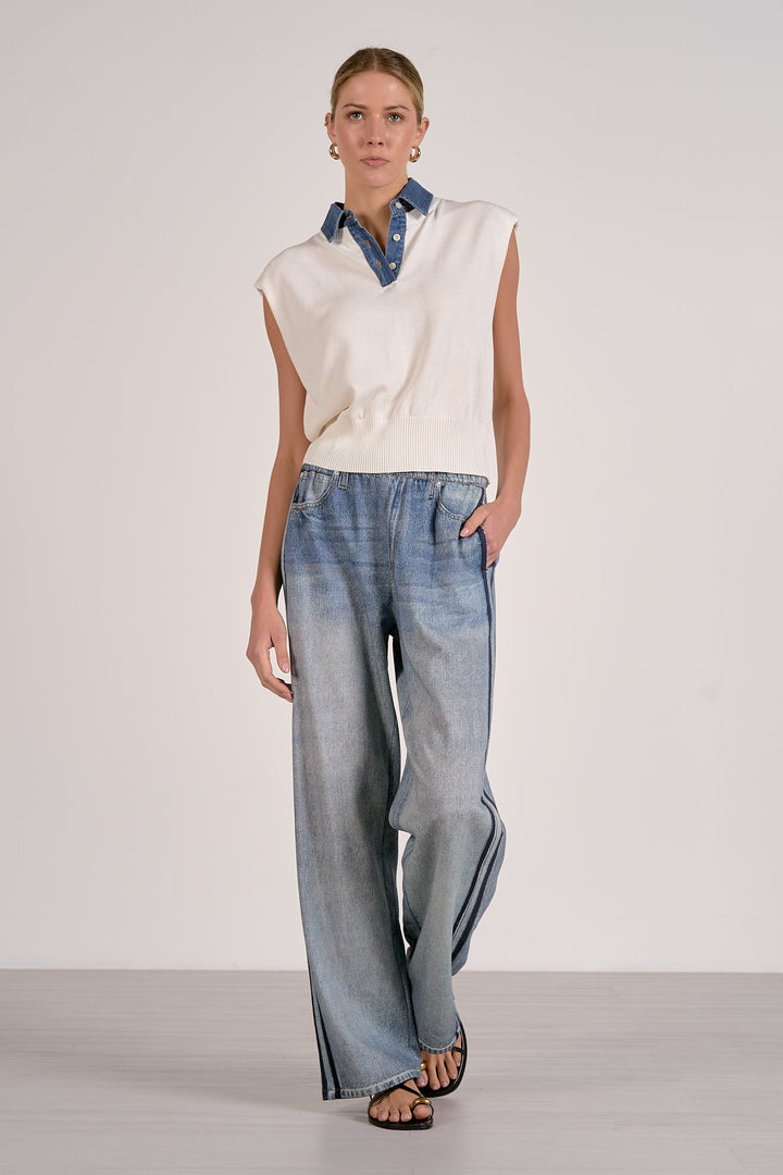 CAP SLV MIX MEDIA SWEATER