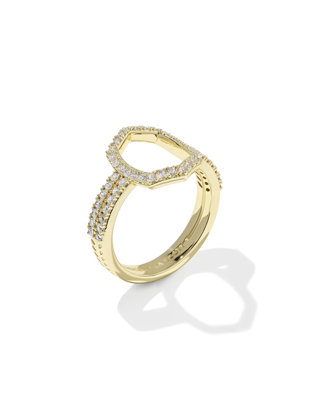 The Zertz DAPHNE PAVE COCKTAIL RING is a gold ring with a V-shaped open geometric design, encrusted with pavé diamonds along the band and shape, shown on a white background with a subtle shadow.