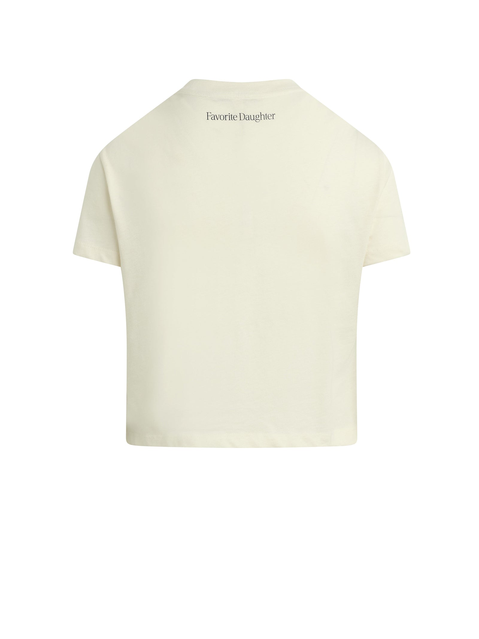 Back view of the Zertz CROPPED DADS FAVORITE SPORT TEE, a plain short-sleeve off-white cropped top with "Favorite Daughter" in small text near the neckline—a classic essential for any dad’s wardrobe.