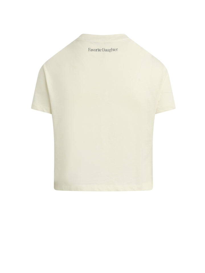 Back view of the Zertz CROPPED DADS FAVORITE SPORT TEE, a plain short-sleeve off-white cropped top with "Favorite Daughter" in small text near the neckline—a classic essential for any dad’s wardrobe.