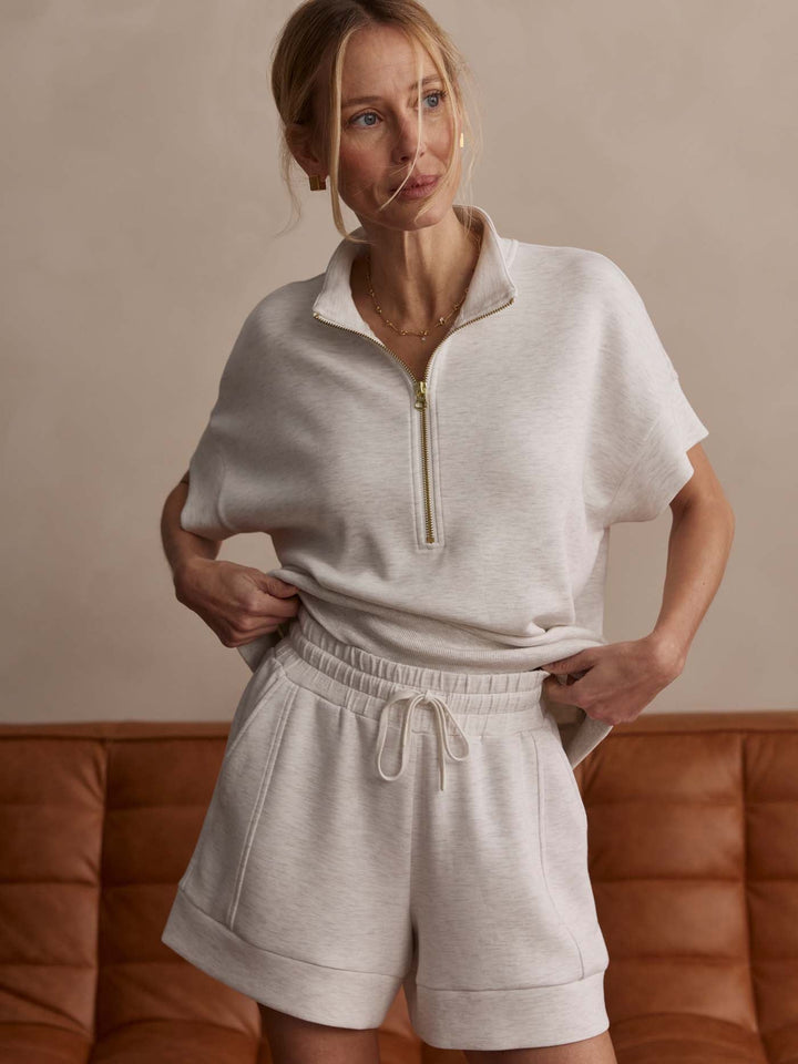 RITCHIE SHORT SLEEVE SWEATER IVORY MARL