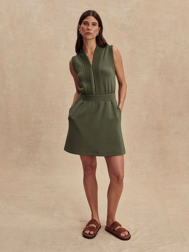 POLYANNA HALF ZIP DRESS THYME
