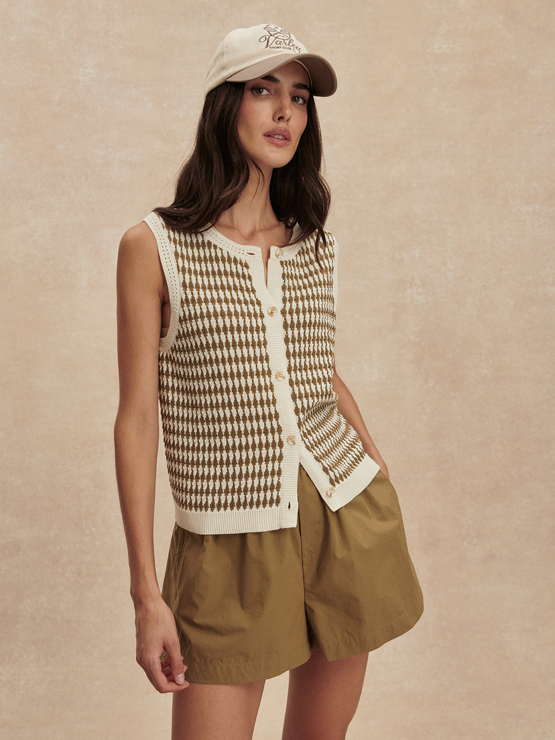 AURA KNIT TOP EGRET/GOLDEN OLIVE
