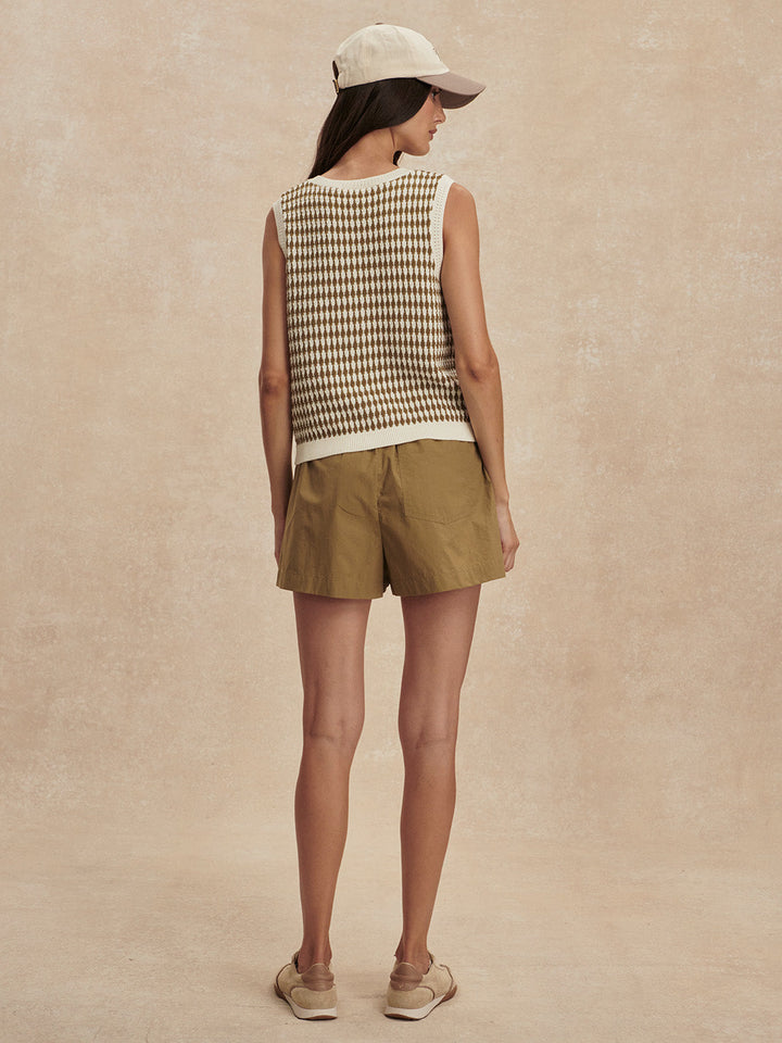 AURA KNIT TOP EGRET/GOLDEN OLIVE