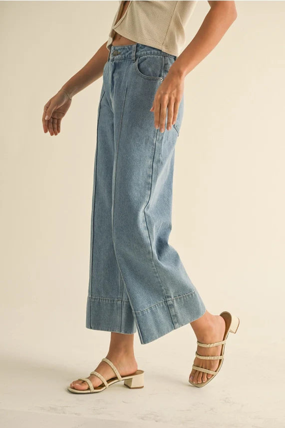 WIDE HEM DENIM PANTS