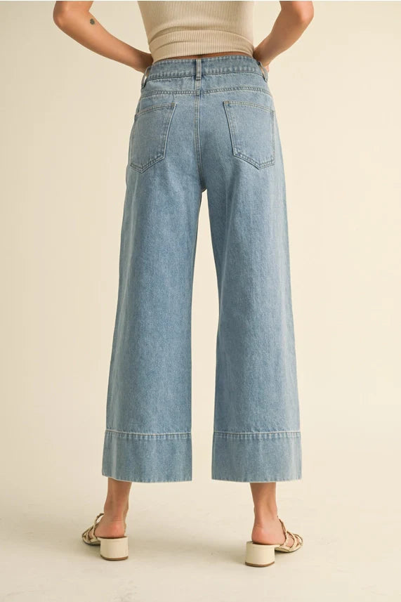 WIDE HEM DENIM PANTS