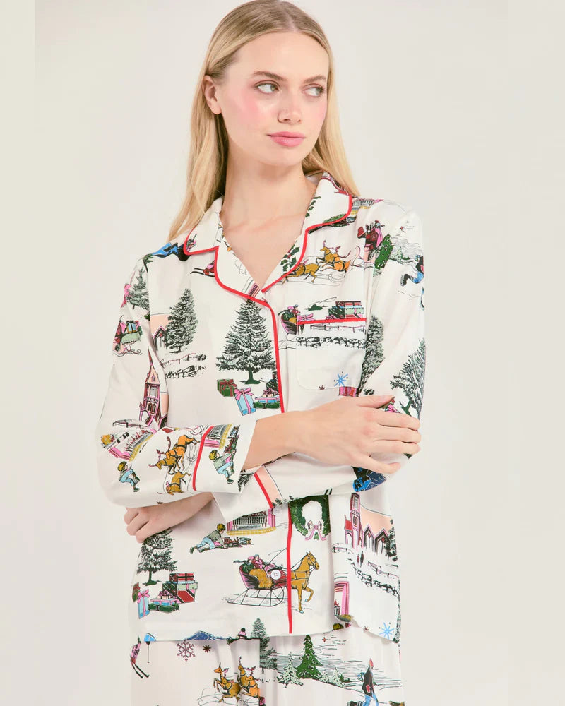 HOLIDAY TOILE LONG SLEEVE PAJAMA SET