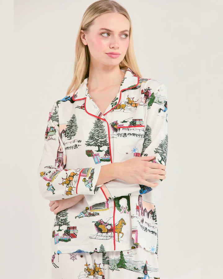 HOLIDAY TOILE LONG SLEEVE PAJAMA SET