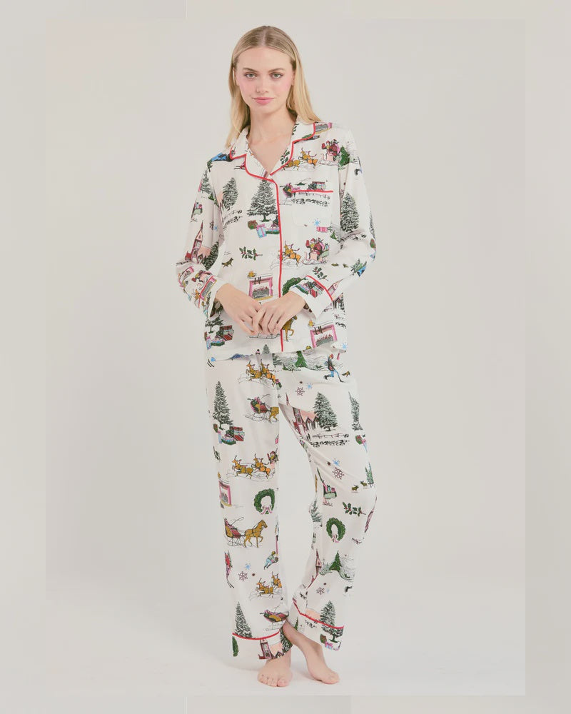 HOLIDAY TOILE LONG SLEEVE PAJAMA SET
