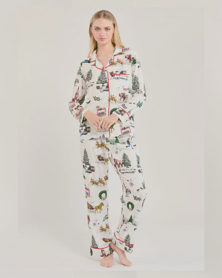 HOLIDAY TOILE LONG SLEEVE PAJAMA SET