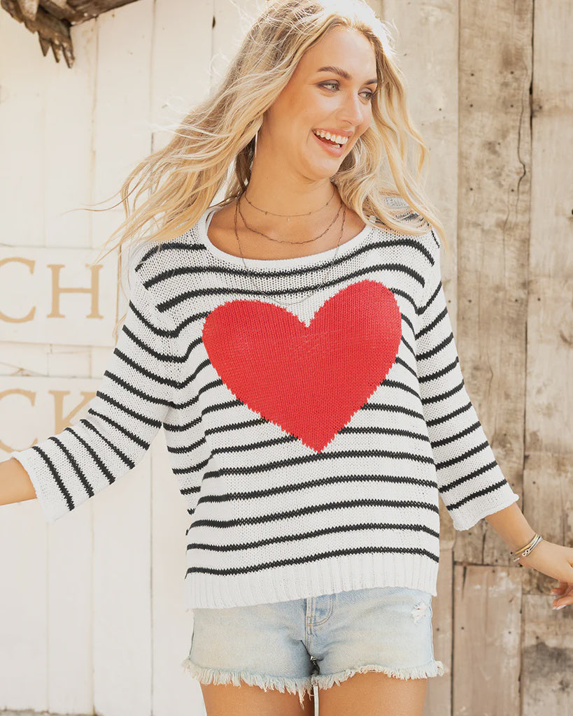 AMELIE HEART CREW SWEATER