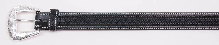 MEN'S BELT WITH BASKET TOOLING in BLACK