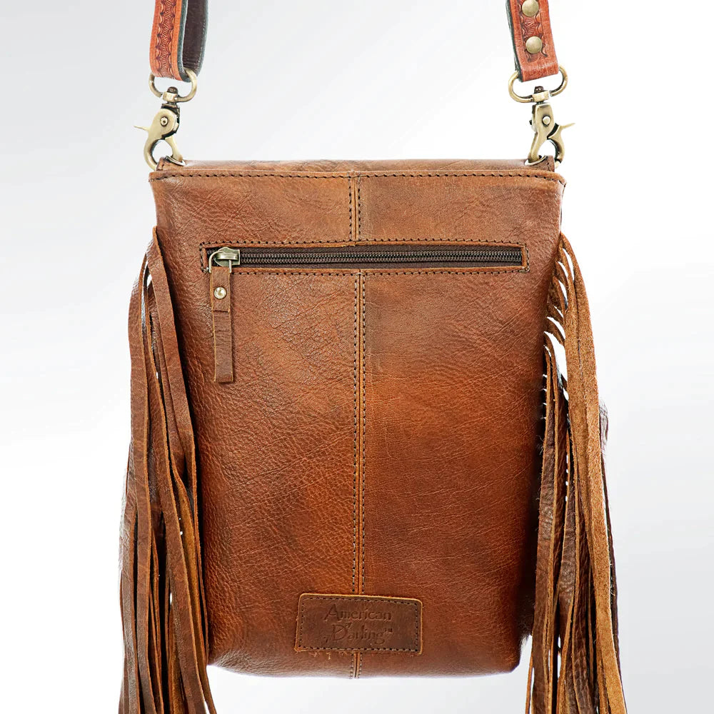 American Darling Brown Leather Purse with Fringe