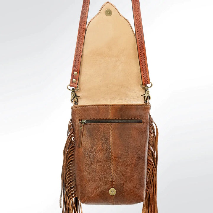 American Darling Brown Leather Purse with Fringe