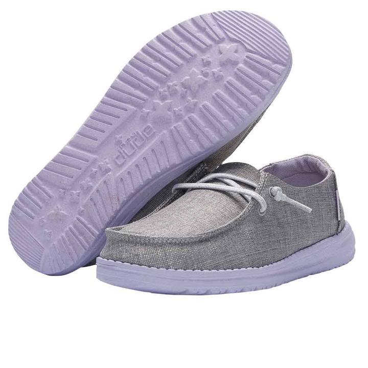 HEY DUDE WENDY YOUTH SPARKLING GREY LILAC GIRLS