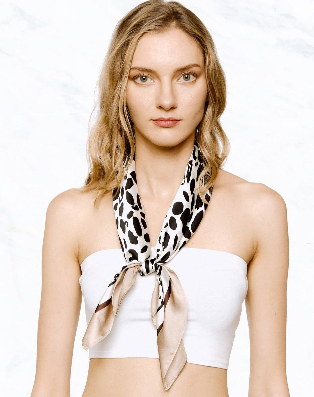 LEOPARD PRINT SILKY BANDANA SCARF