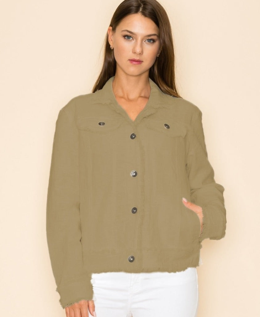 W.A.Y COTTON TWILL JACKET in CAMEL