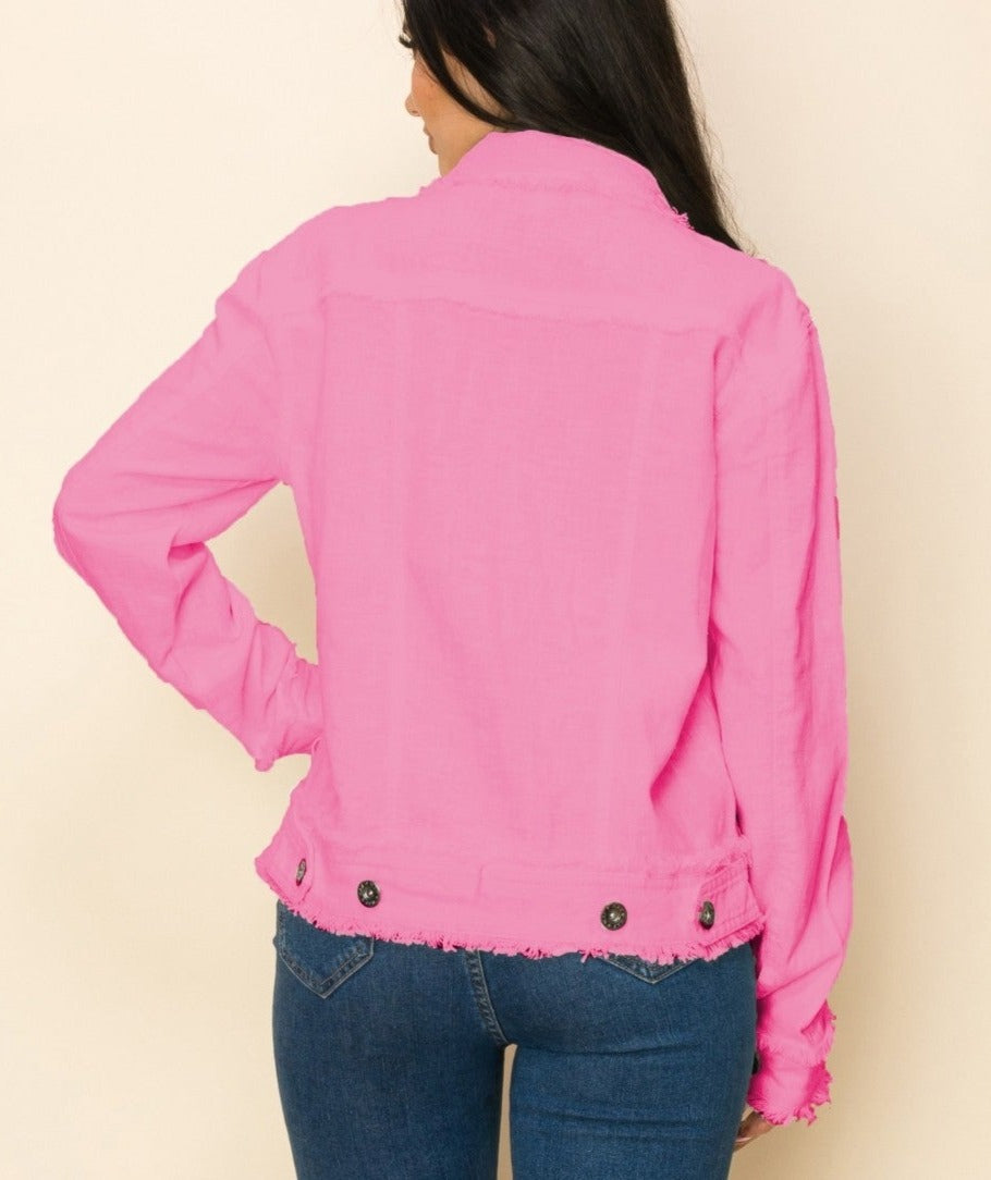 W.A.Y COTTON TWILL JACKET in DK PINK