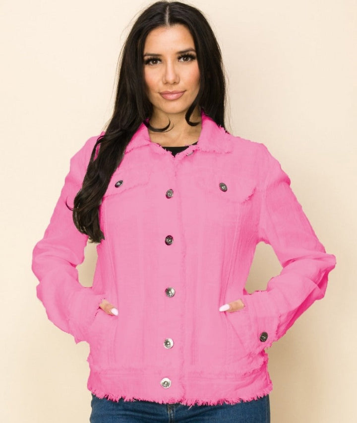 W.A.Y COTTON TWILL JACKET in DK PINK