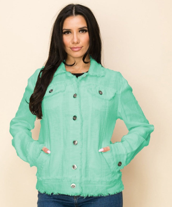 W.A.Y STRETCH JEAN JACKET in TURQUOISE