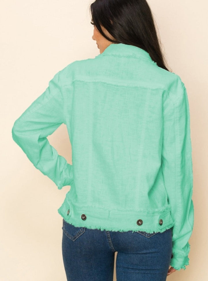 W.A.Y STRETCH JEAN JACKET in TURQUOISE