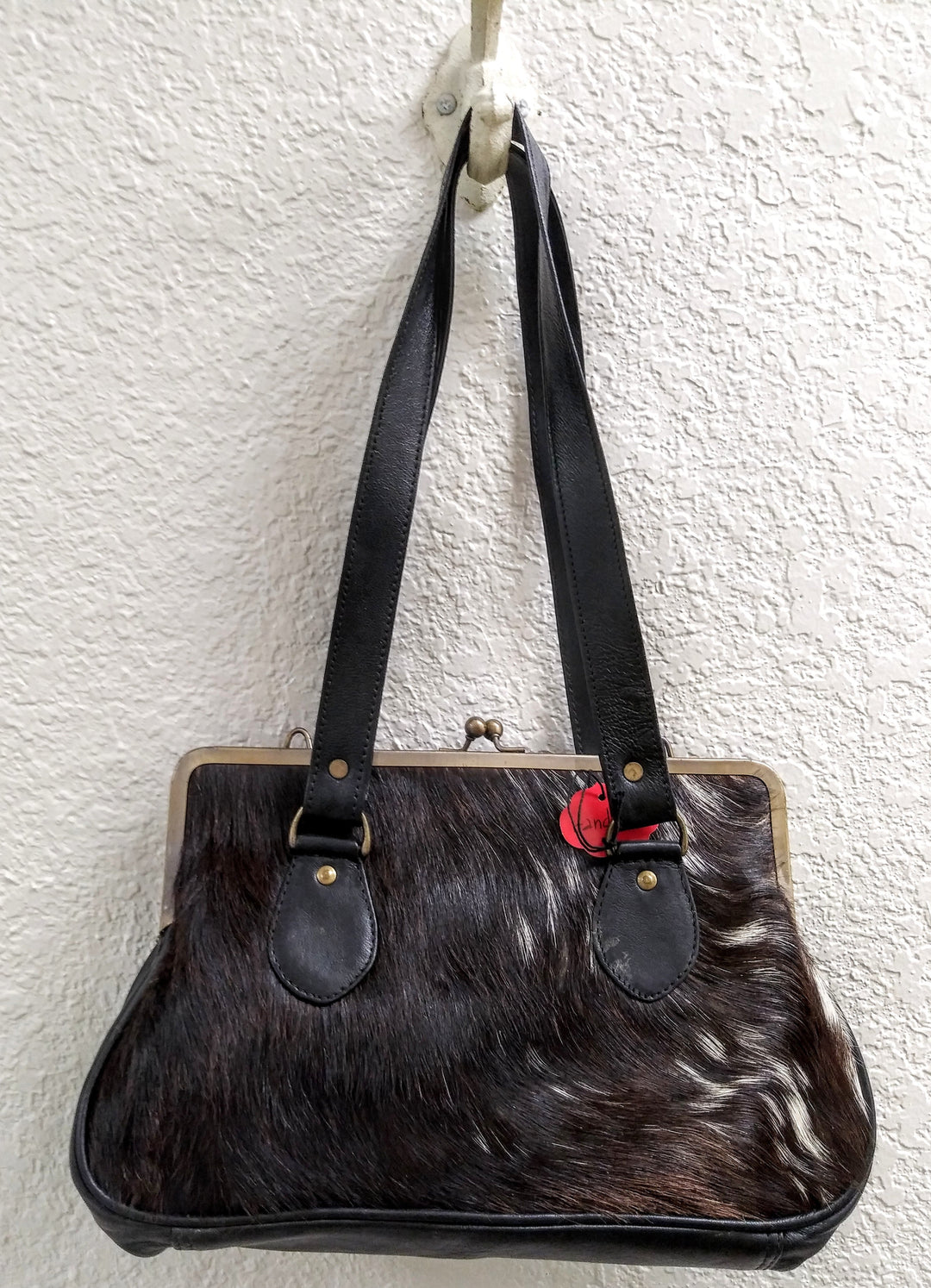 Handmade Hair On Hide and Calf Leather Purse